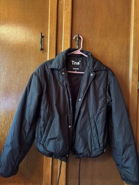 Tna Black Bomber-Style Puffer Jacket